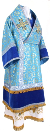 Bishop vestments - metallic brocade B (blue-gold)