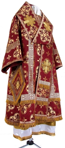 Bishop vestments - metallic brocade B (claret-gold)