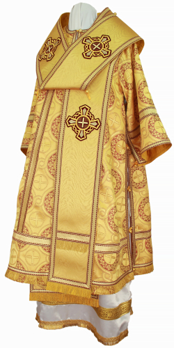 Bishop vestments - metallic brocade B (yellow-claret-gold)