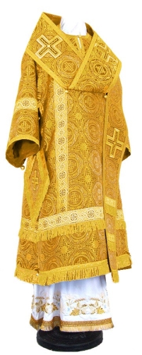 Bishop vestments - rayon brocade S2 (yellow-claret-gold)
