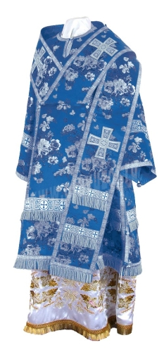 Bishop vestments - rayon Chinese brocade (blue-silver)