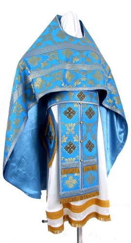 Russian Priest vestments - metallic brocade B (blue-gold)