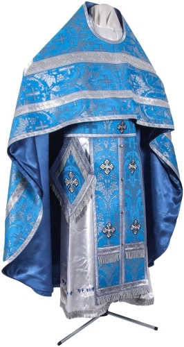 Russian Priest vestments - metallic brocade B (blue-silver)