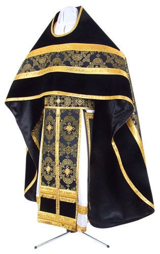 Russian Priest vestments - metallic brocade B (black-gold)