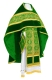 Russian Priest vestments - Alpha-&-Omega metallic brocade B (green-gold) with velvet inserts,, Standard design