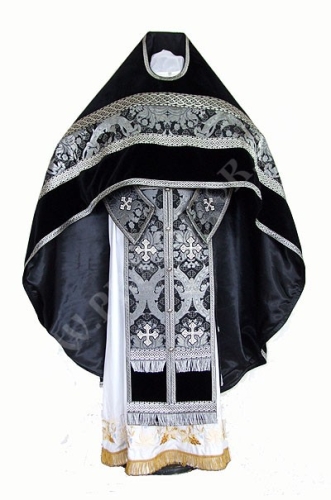 Russian Priest vestments - metallic brocade BG1 (black-silver)