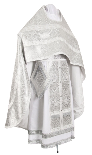 Russian Priest vestments - metallic brocade BG1 (white-silver)