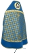 Russian Priest vestments - Novgorod Cross metallic brocade BG2 (blue-gold) with velvet inserts (back), Standard design