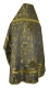 Russian Priest vestments - Peacocks metallic brocade BG2 (black-gold) with velvet inserts (back), Standard design