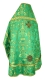 Russian Priest vestments - Peacocks metallic brocade BG2 (green-gold) with velvet inserts (back), Standard design