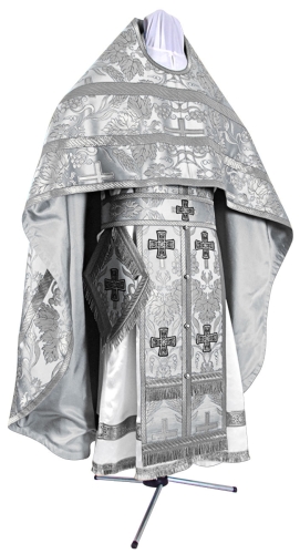 Russian Priest vestments - metallic brocade BG3 (white-silver)