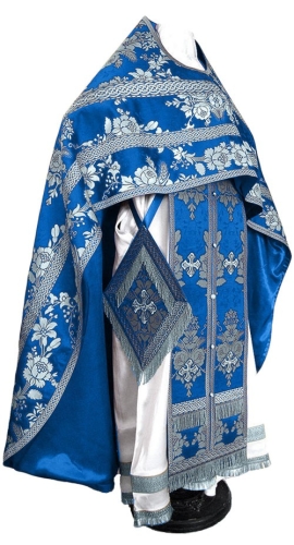 Russian Priest vestments - metallic brocade BG4 (blue-silver)