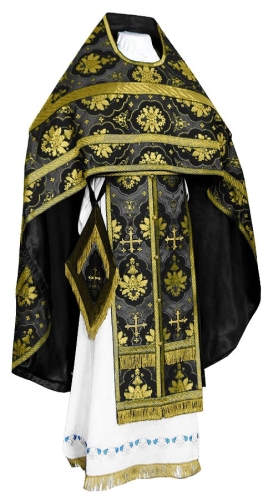 Russian Priest vestments - rayon brocade S2 (black-gold)