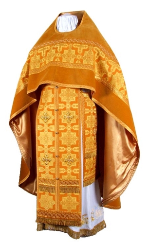 Russian Priest vestments - rayon brocade S2 (yellow-claret-gold)