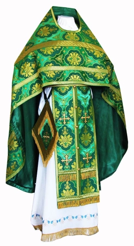 Russian Priest vestments - rayon brocade S2 (green-gold)