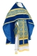 Russian Priest vestments - Alpha-&-Omega rayon brocade S3 (blue-gold) with velvet inserts,, Standard design