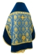 Russian Priest vestments - Royal Crown rayon brocade S3 (blue-gold) with velvet inserts back, Standard design