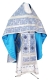 Russian Priest vestments - Stone Flower rayon brocade S3 (blue-silver), Economy design