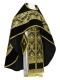 Russian Priest vestments - Royal Crown rayon brocade S3 (black-gold) with velvet inserts, Standard design