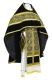 Russian Priest vestments - Alpha-&-Omega rayon brocade S3 (black-gold) with velvet inserts,, Standard design