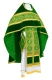 Russian Priest vestments - Alpha-&-Omega rayon brocade S3 (green-gold) with velvet inserts,, Standard design