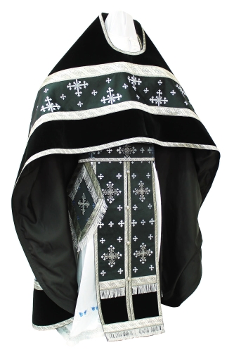Russian Priest vestments - rayon brocade S3 (black-silver)