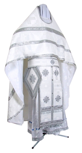 Russian Priest vestments - rayon brocade S3 (white-silver)