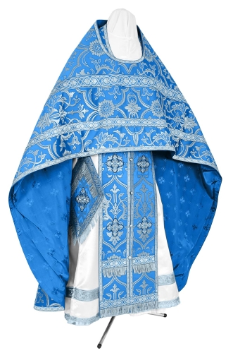 Russian Priest vestments - rayon brocade S4 (blue-silver)