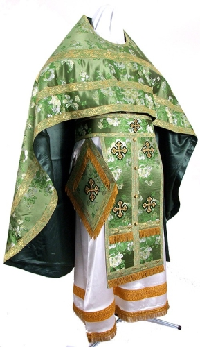 Russian Priest vestments - rayon Chinese brocade (green-gold)