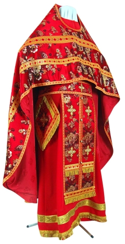 Russian Priest vestments - rayon Chinese brocade (red-gold)