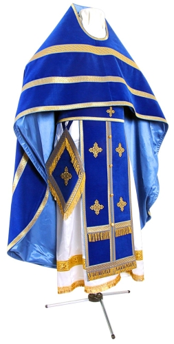 Russian Priest vestments - natural German velvet (blue-gold)