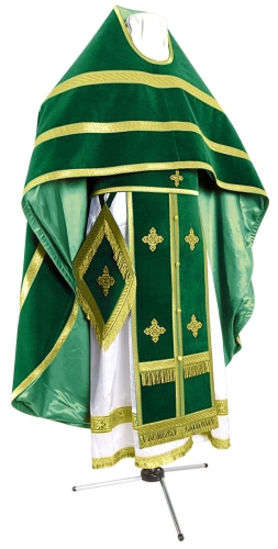 Russian Priest vestments - natural German velvet (green-gold)