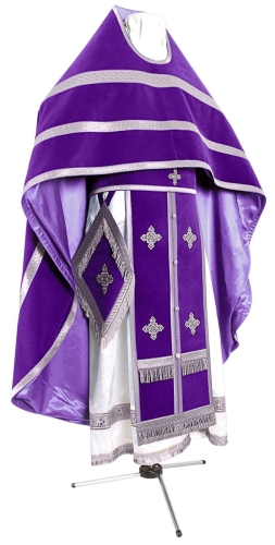 Russian Priest vestments - natural German velvet (violet-silver)