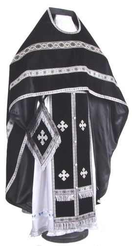 Russian Priest vestments - natural German velvet (black-silver)