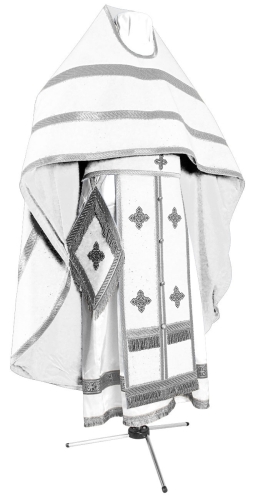 Russian Priest vestments - natural German velvet (white-silver)