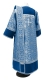 Deacon vestments - Corinth rayon brocade B (blue-silver) with velvet inserts, back, Standard design