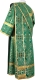 Deacon vestments - Stone Flower metallic brocade B (green-gold) back, Standard cross deign