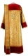 Deacon vestments - Morozko metallic brocade BG3 (red-gold) with velvet inserts (back), Standard design