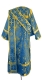 Deacon vestments - Vine Switch rayon brocade S2 (blue-gold) (back), Standard cross design