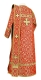 Deacon vestments - Arkhangelsk rayon brocade S2 (red-gold) (back), Standard cross design