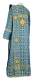 Deacon vestments - Cornflowers rayon brocade s3 (blue-gold) back, Economy design