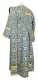 Deacon vestments - Floral Cross rayon brocade S3 (blue-gold) back, Standard design