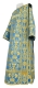 Deacon vestments - Peacocks rayon brocade S4 (blue-gold) with velvet inserts, Standard design