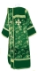 Deacon vestments - Peony rayon Chinese brocade (green-gold) (back) with velvet inserts, Standard design