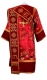 Deacon vestments - Peony rayon Chinese brocade (red-gold) (back) with velvet inserts, Standard design