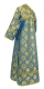 Subdeacon vestments - Myra Lycea metallic brocade B (blue-gold) back, Standard design