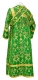 Subdeacon vestments - Thebroniya rayon brocade S4 (green-gold) back, Standard design