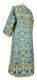 Clergy sticharion - Bouquet metallic brocade B (blue-gold) with velvet inserts, back, Standard design
