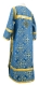 Clergy sticharion - Alania metallic brocade B (blue-gold), back, Economy design