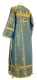 Clergy sticharion - Floral Cross metallic brocade B (blue-gold) back, Standard design